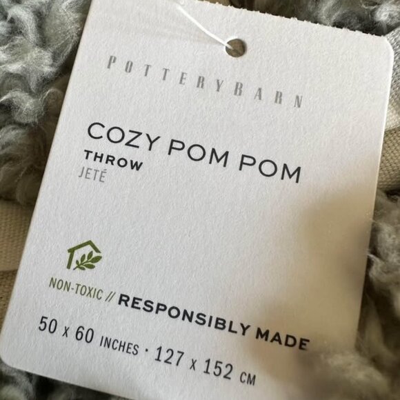 pottery barn cozy pom pom throw. 50x60. new - Picture 2 of 2